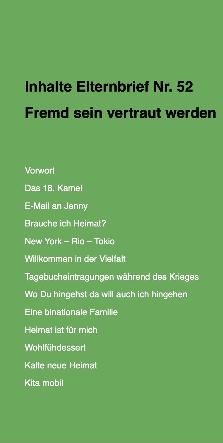 Inhaltsverzeichnis Elternbrief 52